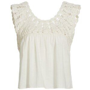 The Great. Cotton Crochet Soleil Top in Cream White, EUC, Size 1